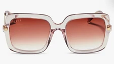 DIFF  SANDRA Light Pink Crystal Dusk Gradient Oversized Sunglasses