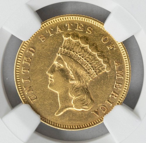 1874 $3 Gold Indian AU55 NGC 949822-2 - Picture 4 of 4