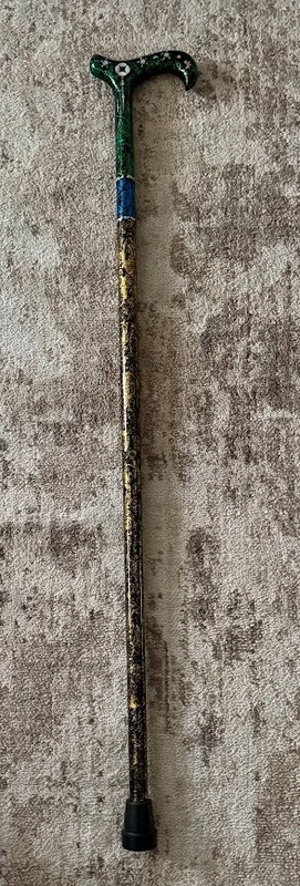 Ladies Mother of Pearl Inlaid Handle Wooden Blue Green Gold Black Walking Cane