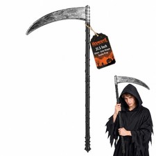 Halloween Grim Reaper Scythe Prop, Detachable Plastic Faux Sickle