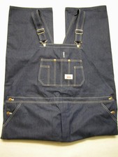 NWT Round House Bib Overalls Mens 50x30 Dark Wash Denim Button Fly Lot 966