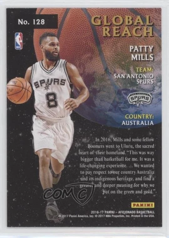 2016-17 Panini Aficionado Global Reach Patrick Mills Patty Mills #128 - Image 2 of 2