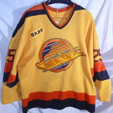 vtg Vancouver Canucks DAVID BRUCE Game Worn NHL Hockey Jersey HAMMERED 88-89