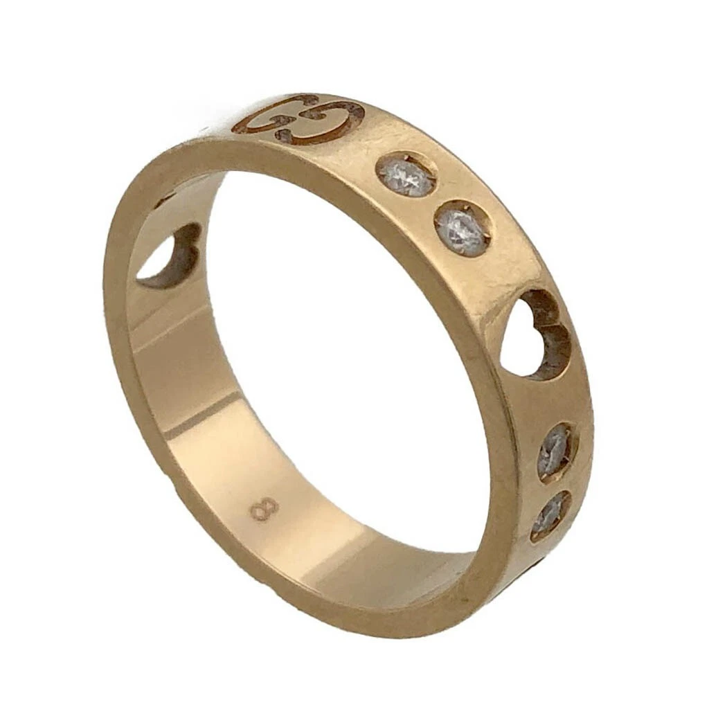 Bague Gucci Icon Amor 8 US 14K YG or jaune diamant bijoux pour femmes
