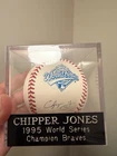 Chipper Jones 1995 World Series Autographed Baseball Braves, 25+ Years Old
