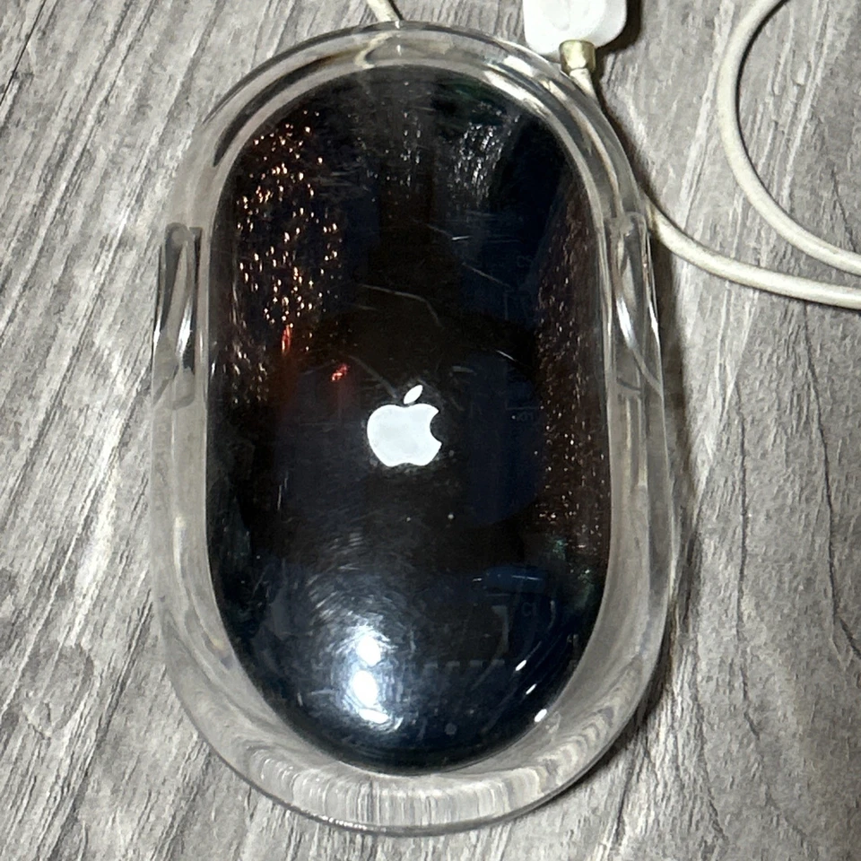 Apple Pro Mouse M5769 Wired USB Optical Mouse Tested Works Clear/Black White W4 - Image 2 of 4