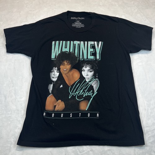 T-shirt Whitney Houston nera manica corta taglia aderente donna media - Foto 3 di 6