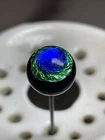 Estate Peacock Eye Antique Victorian Blue & Green Glass 8-1/2" long Hatpin STI-1