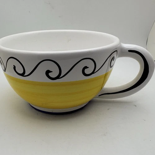 Sberna Deruta Italy Hand Painted Gilt Ceramic Starbucks VTG Coffee Mug Tea Cup