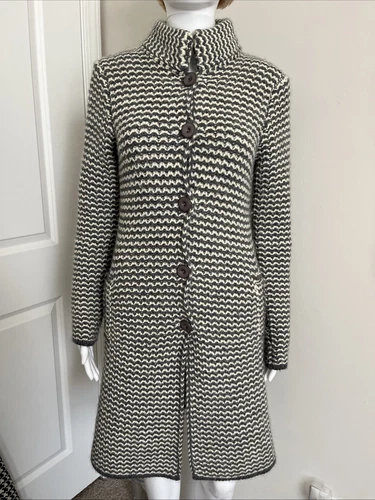 OFF WHITE Cappotto maglione donna Cocogio cardigan lungo misto lana grigio avorio Italia tg S
