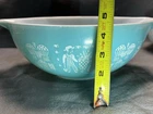 Vintage 4 Qt Pyrex Large Amish Butterprint Cinderella Mixing Bowl Turquoise #444
