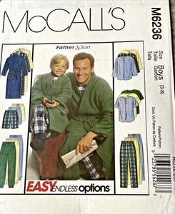 McCall M6236 ROBE BELT PJ TOP PANT SHORT pattern MEN 34-48 BOY 3-8 UnCut FF 2010