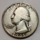 1935 S Washington Quarter, 90% Silver US 25 Cent Coin Perfect 4 Albums, Q-S35G