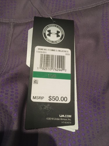 New Women’s Under Armour HeatGear Armour Leggings Purple Size L 1344491-033 - Picture 3 of 10