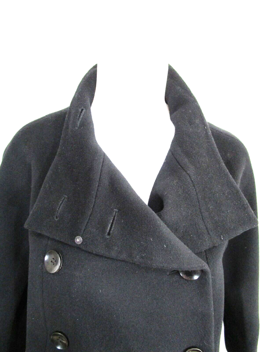 Tsesay Black Soft 100% Wool Double Breasted High Collar Coat