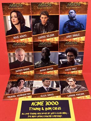 Cryptozoic ARROW Season 4 - Complete CHARACTER BIO 9 Card Chase Set 2017 CB1-CB9