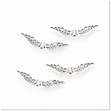 100Pcs Antique Silver Filigree Angel Wing Spacer Beads - Tibetan Metal Hollow Fa