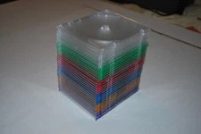 31 SLIM ASSORTED COLOR CD JEWEL CASES - PURPLE ORANGE BLUE RED GREEN CLEAR