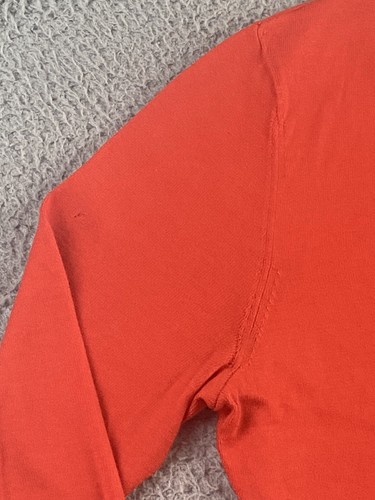 Tory Burch Womens Orange Cotton Cardigan Size S Small EXC Ceramic Logo Buttons - Picture 3 of 10