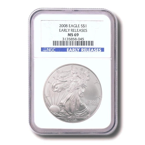 United States American Silver Eagle $1 2008  NGC Early Release MS-69