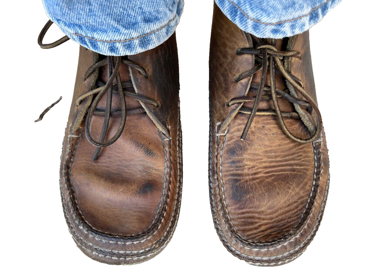 Vintage Double Stitched Genuine Leather Lace Up Mocs/ Ankle  display picture 1