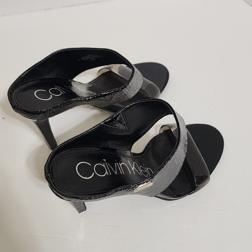 CALVIN KLEIN Shayna PVC High Heel Mules 10 Black NWOB - Picture 10 of 16
