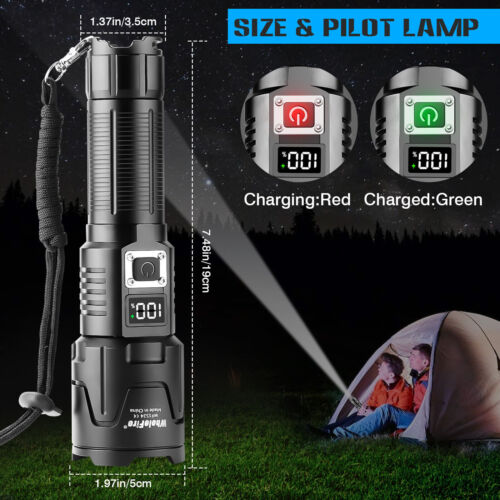 Super Bright 500000LM LED Tactical Flashlight Rechargeable Powerful Light Torch - Picture 3 of 11