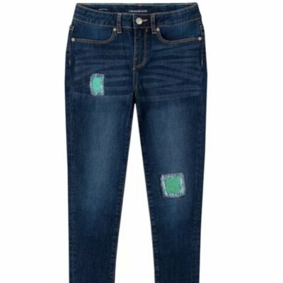 Calvin Klein Kids' Big Girl Sequin Repair Skinny Jeans In Dusk Size 14 NWT $45