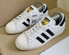 Image of BNIB ADIDAS SUPERSTAR 80's RAISED REPTILE TRAINERS SIZE UK 5 CHALK WHITE & BLACK