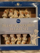 Pillsbury doughboy Poppin fresh Gingerbread 10 Party Lights NIB 2000