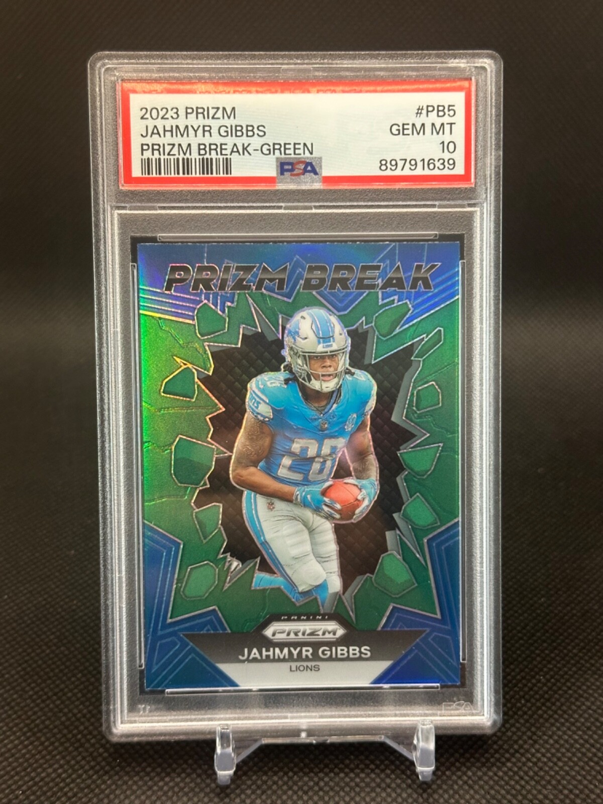 Jahmyr Gibbs 2023 Panini Prizm PSA 10 Prizm Break Green Prizm #PB-5  Rookie