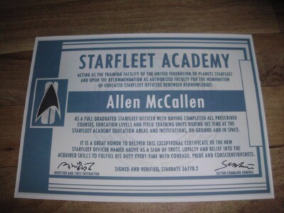 STAR TREK, Starfleet Academy, Diploma, blau, NEU