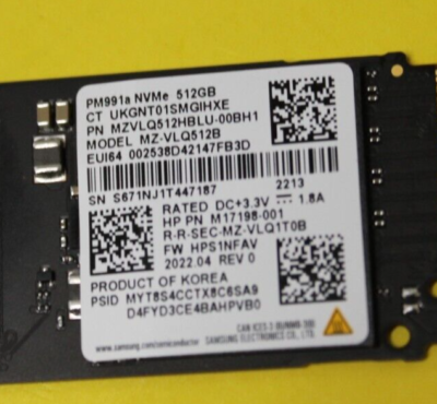 Samsung PM991a 512GB PCIe NVMe SSD M.2 Gen3 x4 MZ-VLQ512B, Works