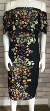 Off Shoulder Dress Bodycon Size 12 New Black Floral