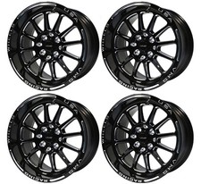 4x Vms Racing Hawk Black Polished Drag Rims Wheels 15x8 4x100 20 Et Vwbh001