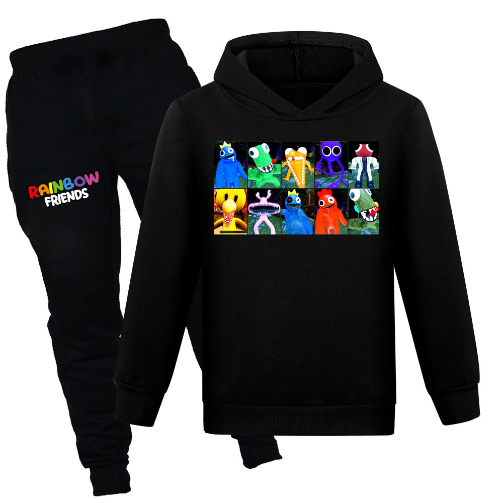 Kids Rainbow Friends Hoodie Jumper Tops+Pants Suits Long Sleeve