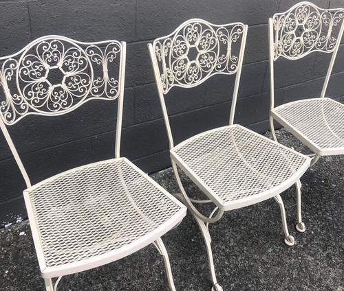 3 Vintage WOODARD Andalusian Wrought Iron Chairs