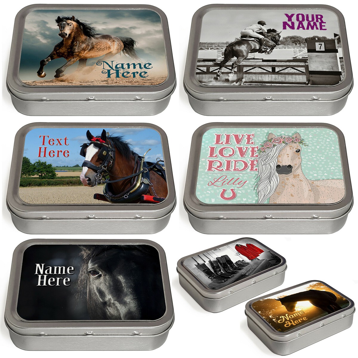 personalised tobacco tin with name Personalised Tobacco Tin Horse 2oz Baccy Pill Storage Cigarette Birthday  Gift