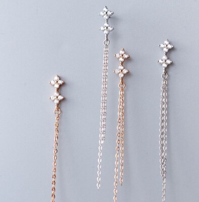 Women/ Girl 925 Sterling Silver Cute CZ Zircon Lucky Clover Post Stud