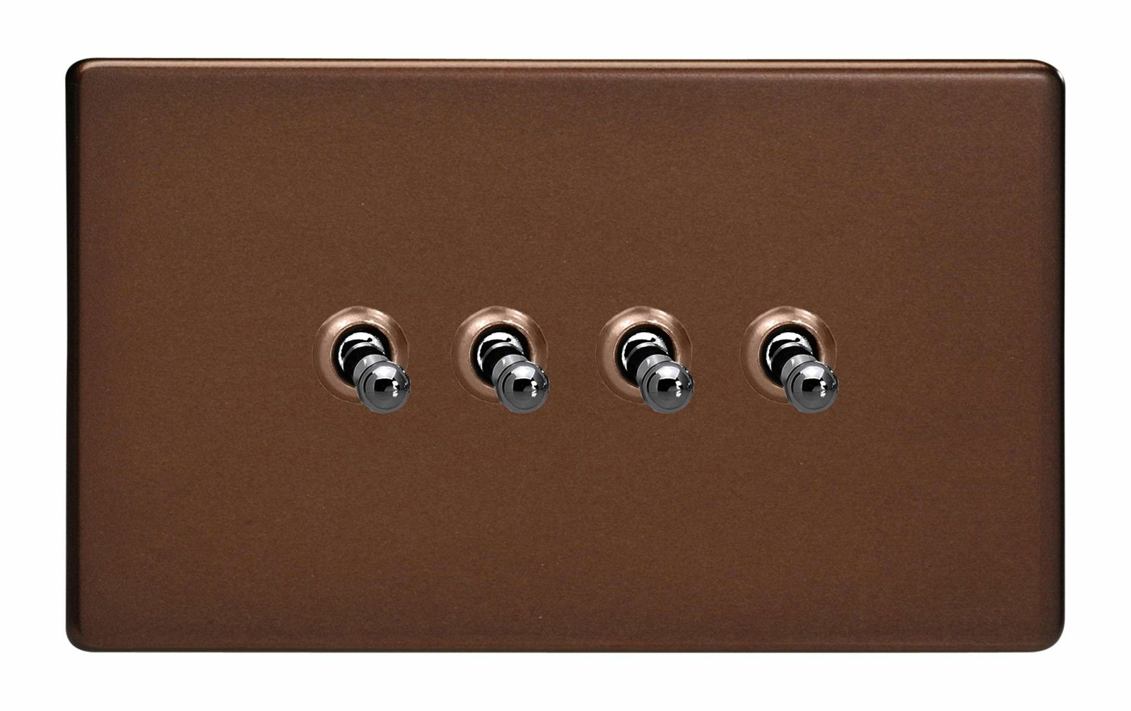Varilight XDMT9S Screwless Mocha 4 Gang 10A 1 or 2 Way Toggle Light Switch