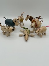 Anamalz Wooden Posable Animal Toy Figures Zoo Farm Montessori Toy Lot Bundle