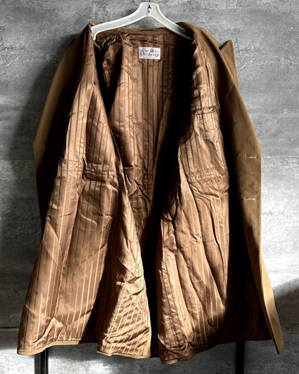Vintage 1980s Darebridge Double-Breasted Brown Wool Overcoat Size