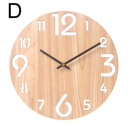 12" 30CM Modern Wood Large Number Quartz Silent Wall Clock Art Round Home Decor - Picture 7 of 31