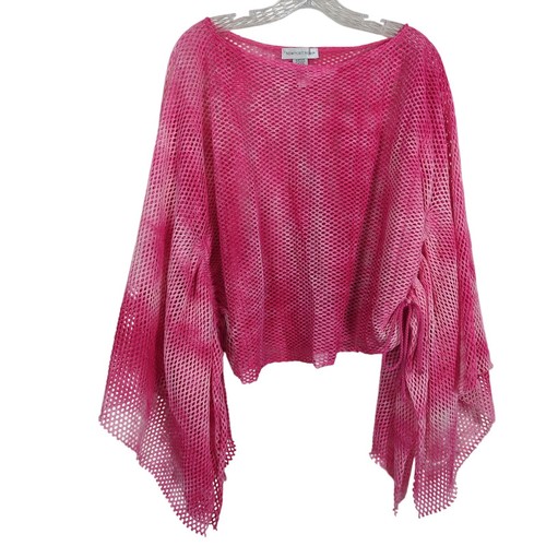 NEWPORT NEWS pink Tie-Dye Swimsuit Top Coverup Poncho Flowy Sleeves One size