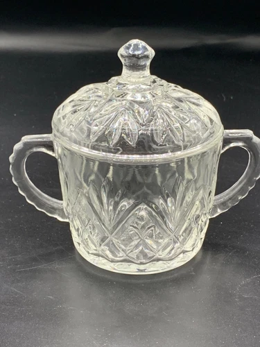 Anchor Hocking Early American Prescut Glass Sugar Bowl With Lid