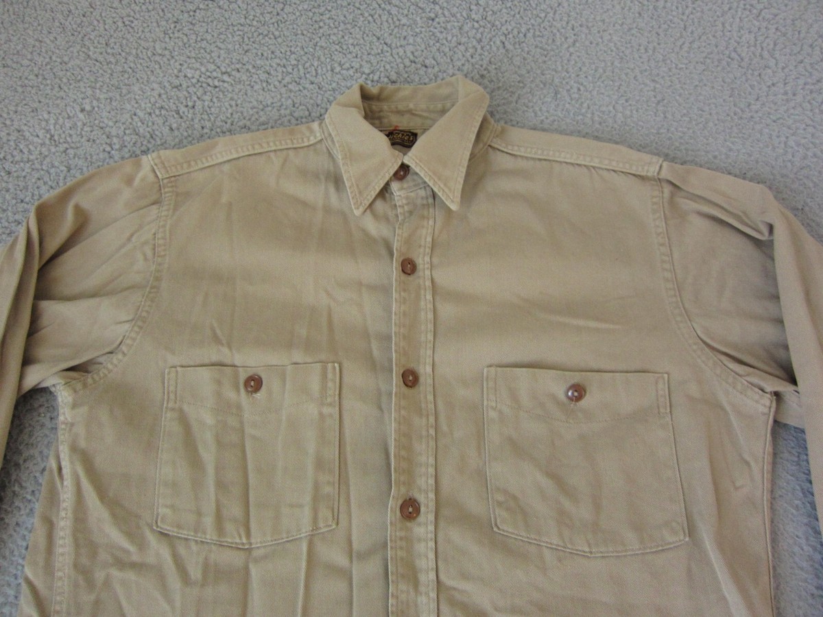 True Vintage Dickies Shirt Adult Medium 40 Brown Made in USA 40s