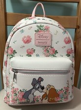Nueva Mini Mochila Floral Rosa y Azul Disney Lady And The Tramp - RARA