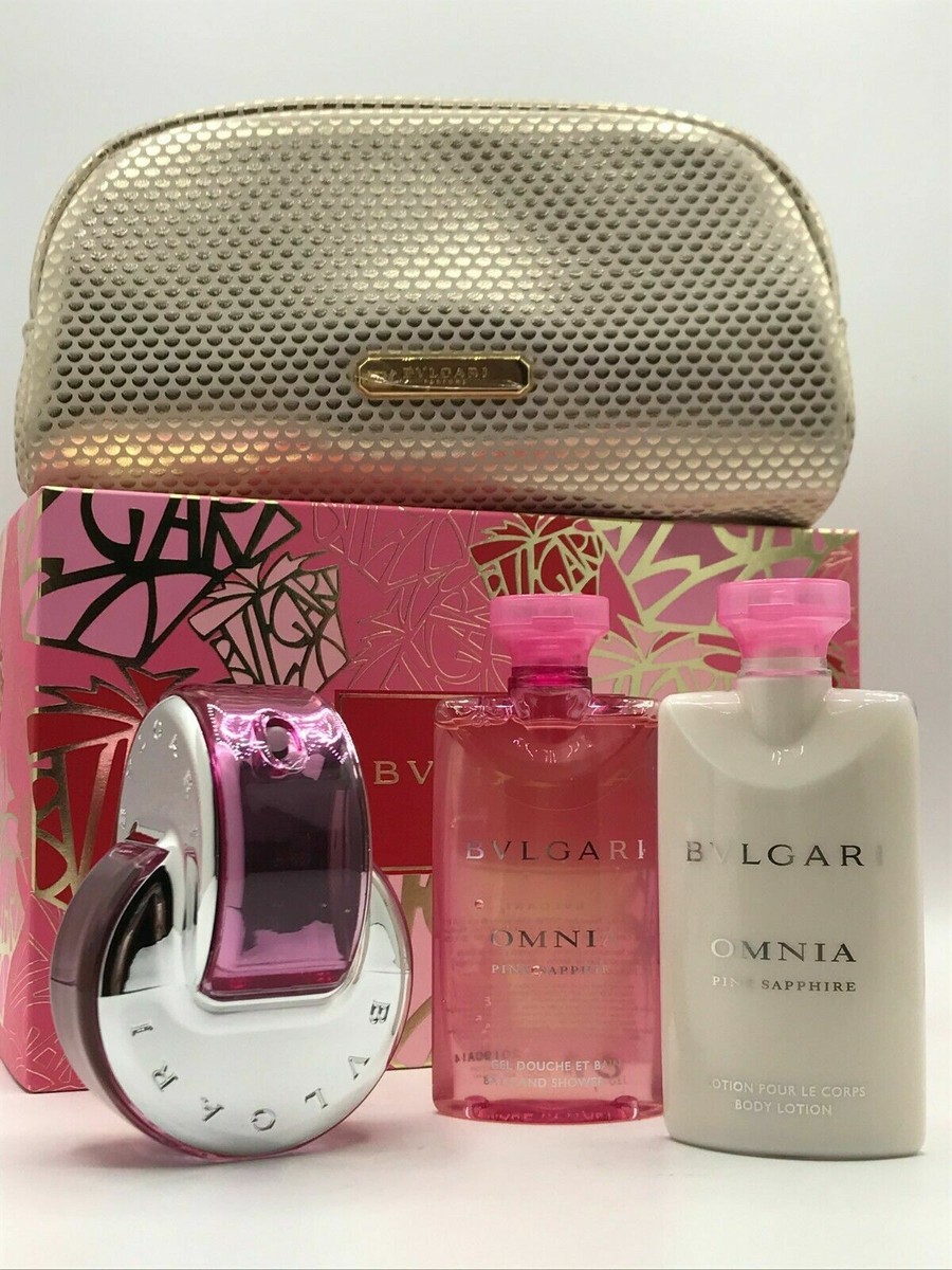 Bvlgari Omnia Pink Sapphire 4pc Set Perfume Spray 2.2 oz Lotion