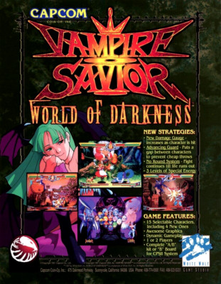 Vampire Savior World Of Darkness Arcade FLYER Original UNUSED Video Game Horror