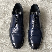 Dolce & Gabbana 80650 Blue Derby Abrasivato Nuvolato Lava Patent Leather Shoe 7￼